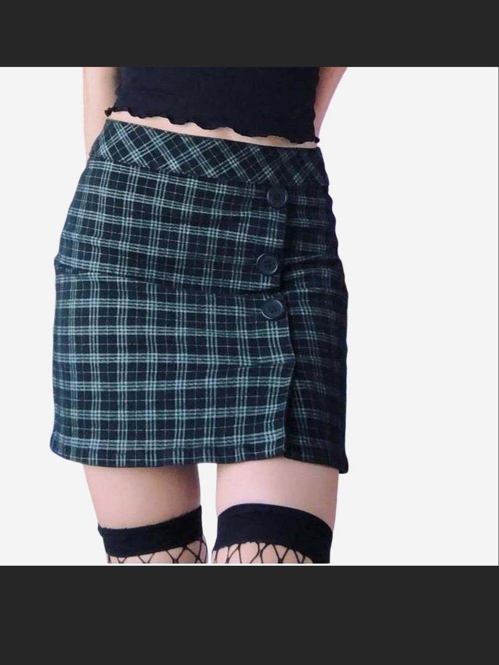 Green Plaid Mini Skirt